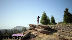 Putri Cinta Having Fun Hiking Naked Showing Her Round and Yummy Boobs