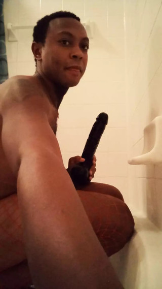 Deepthroat gagging on 11 inch dildo in heels thumbnail