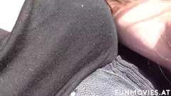 MILF plays with cock in the car