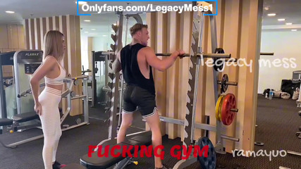 Outdoor Gym Fuck Exciting Public Fuck with Stunning Blonde Asian Shemale Fucks with Her Gym Trainer