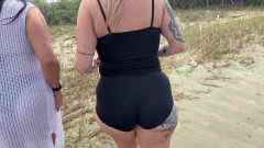 On the beach my wife and I invited a beachgirl to fuck she accepted because she was very horny! she has a pink pussy