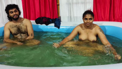 Couple bathing in pool