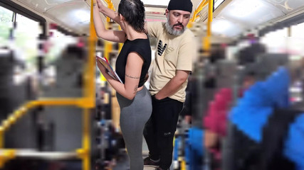 Slutty Student Gets Cumshot in Public on the Bus