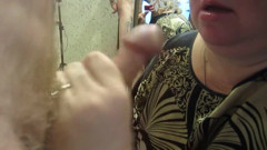 Insatiable mother-in-law again sucks my cock and gets a portion of sperm