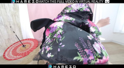 Pink haired Japanese babe Cocona Himekawa starts rubbing her pussy,in VR.