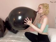 Blowing up Three 18 inch Black Balloons then Popping them! 