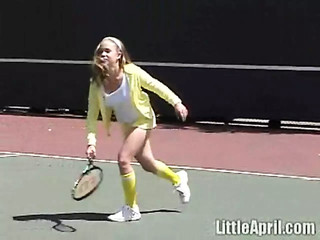 Teen masturbates outdoors after tennis