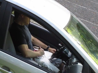 Car Masturbating and Cumming in a parking lot - voyeur view