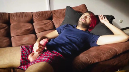 Latino with big uncut cock jerking off and moaning at sunset - Camilo Brown