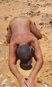 Ladysilva on all fours wanting cock in her hot ass on the beach