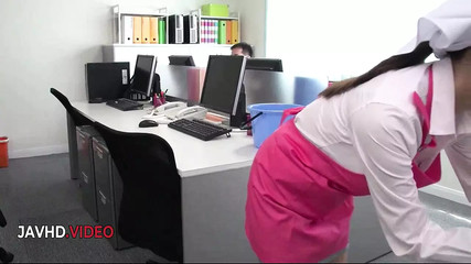 Asian Office Lady Chihiro Akino Delivers Hardcore Blowjob and Craves Creampie Action