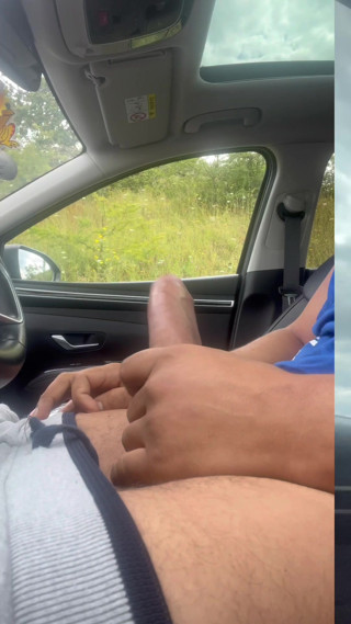 A married man caught me in the carpark and helped me cum behind his wife's
