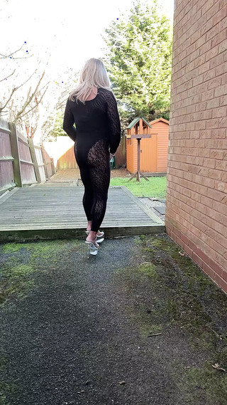 Sexy Crossdresser Kellycd2022 In Black Playsuit And Stripper Heels