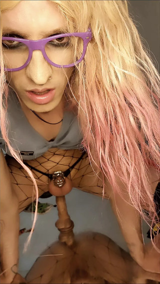Sissy's Cute Little Ass Bounces on Dildo