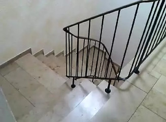 Jerk off naked in the hotel corridor and cum in the stairwell