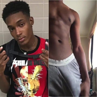 black twink shows off his long cut dick for web (52'')