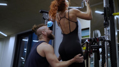 Redhead Wife Stretch by Perverted Pt for a Gym hip