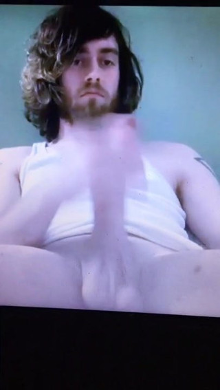 Longhaired bearded horse hung guy jerking