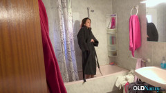 One teen and one mature lesbian are enjoying scissoring and strapon