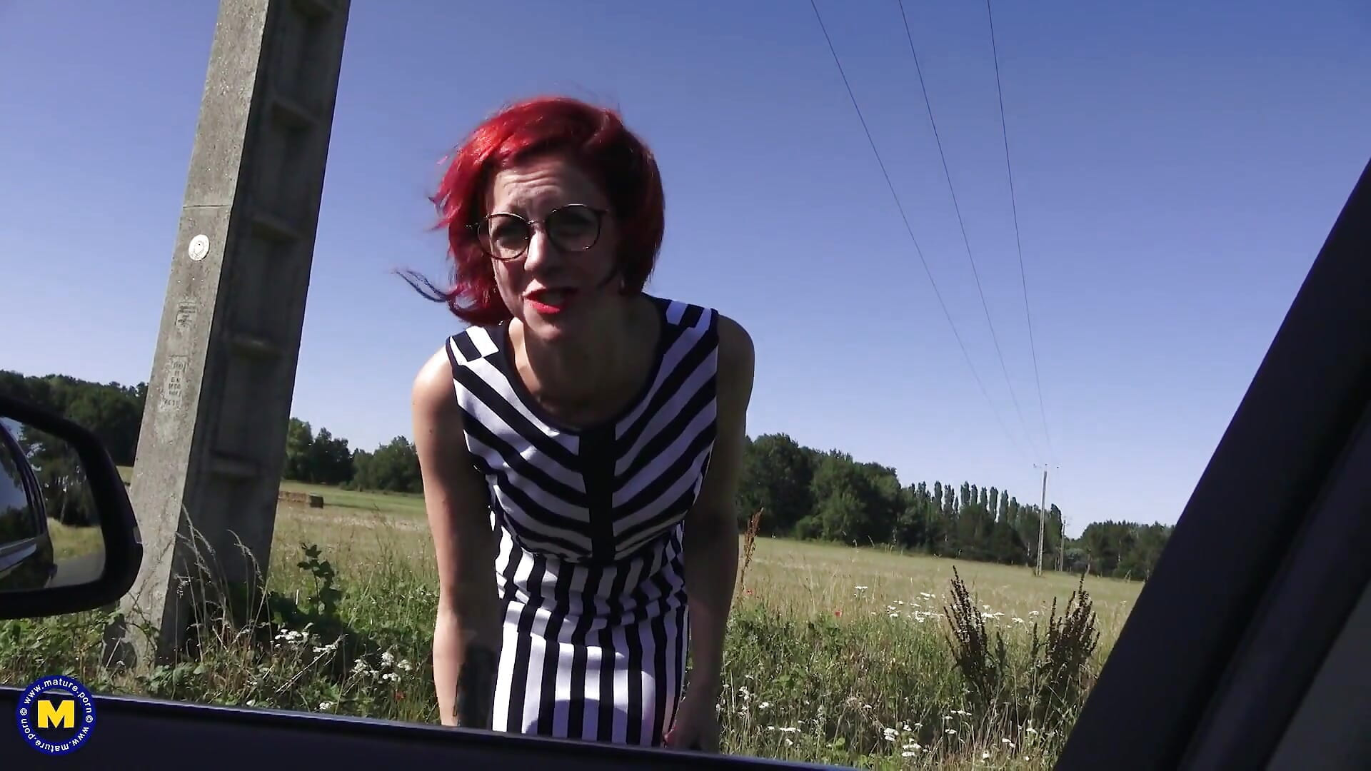 Naughty Redhead Flora Milano Goes Hitchhiking for Cock & She Gets Two!