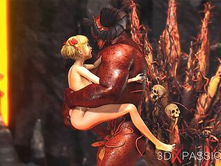 Devil plays with a super hot girl in hell