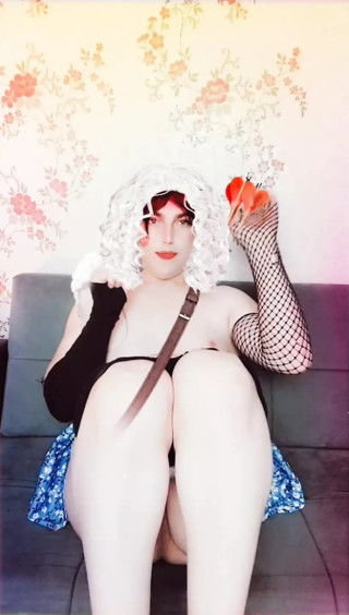 Heavenly Hottie: Angel in a Sexy Short Dress and Fishnets thumbnail