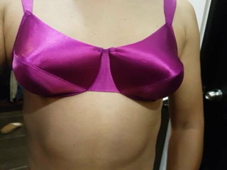 VS purple satin bra and panties