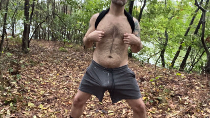Handsome buddy jerking off by the lake at his local park exposed dick don cock penis hairy bator solo sexual
