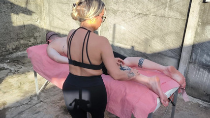Nude Massage Outdoors with Hot Blonde