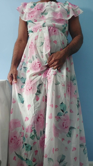 I'm masterbating wearing Split Roses Chiffon Seethrough Silk Frock