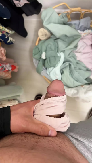 Cuckold husband cums in used wife's panties