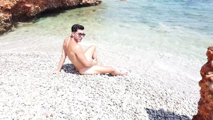 Hot sloppy blowjob on the beach
