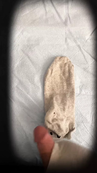 SOCK FETISH! DOUBLE cum shot on HER gym sock!! LIFE LONG FOOT FETISH
