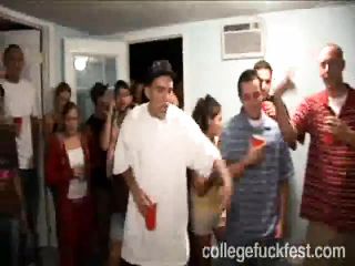 Frat party coed whore is fucked in missionary