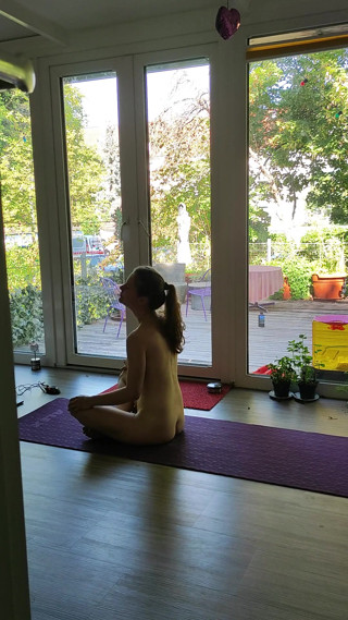 Yoga Princess in Front of Big Windows