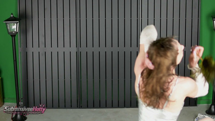 SubmissiveeHotty introduces Critter for another scene whipping her ass and a handstand