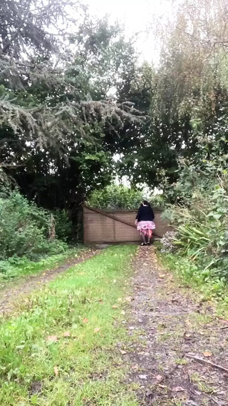 In a schoolgirl-style outfit with a pink petticoat for a night out