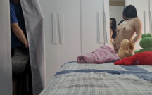 The Stepfather Really Wanted to See His Stepdaughter Naked! but She Catches Him Masturbating