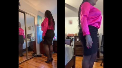Black Baby Danae in Sexy Skirt Suit Hitching up Her Skirt thumbnail