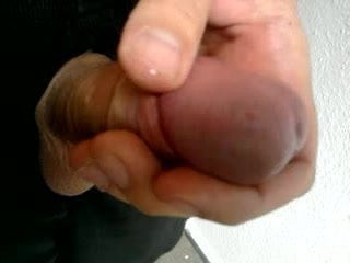 Young cock cum on window