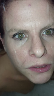 Jade in the bathroom sucks cum on my face