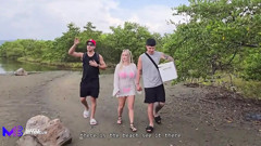 Threesome on the Beach with Stepbrothers - Danner Mendez - Tatiana Alvarez - Max Betancur