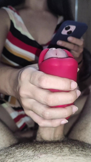 POV – Big cock and hot brunette wanking of greedy pussy