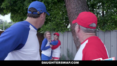 Teen girls BFFs need a softball lesson from dads