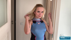 Sweet Gals In Stretchy Bodysuit Sucks And Rides An Uncut Cock