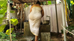 Round ass, mallu bathing outdoor, fully naked teasing Neighbours