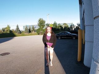 Sissy horny mature CD is outdoors for an afternoon masturbation