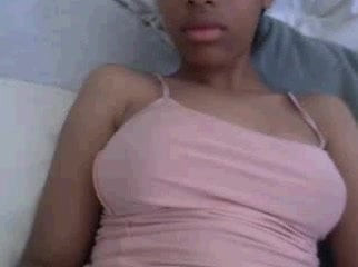 Girl with beautiful natural tits masturbates