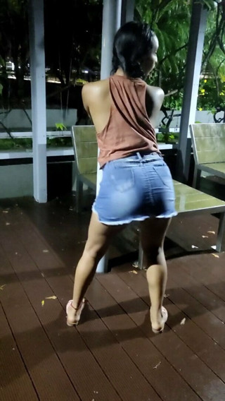 Latina sucks her best friend's cock in public