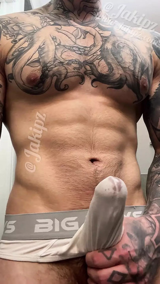 Stroking My Huge Cock In White Underwear